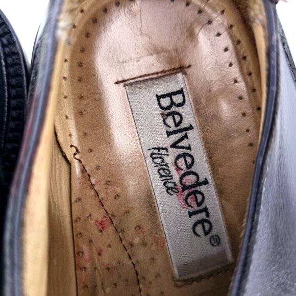 Vintage Belvedere Florence Exotic Crocodile Leather Gray Dress Shoes 11M Oxfords - Picture 10 of 12